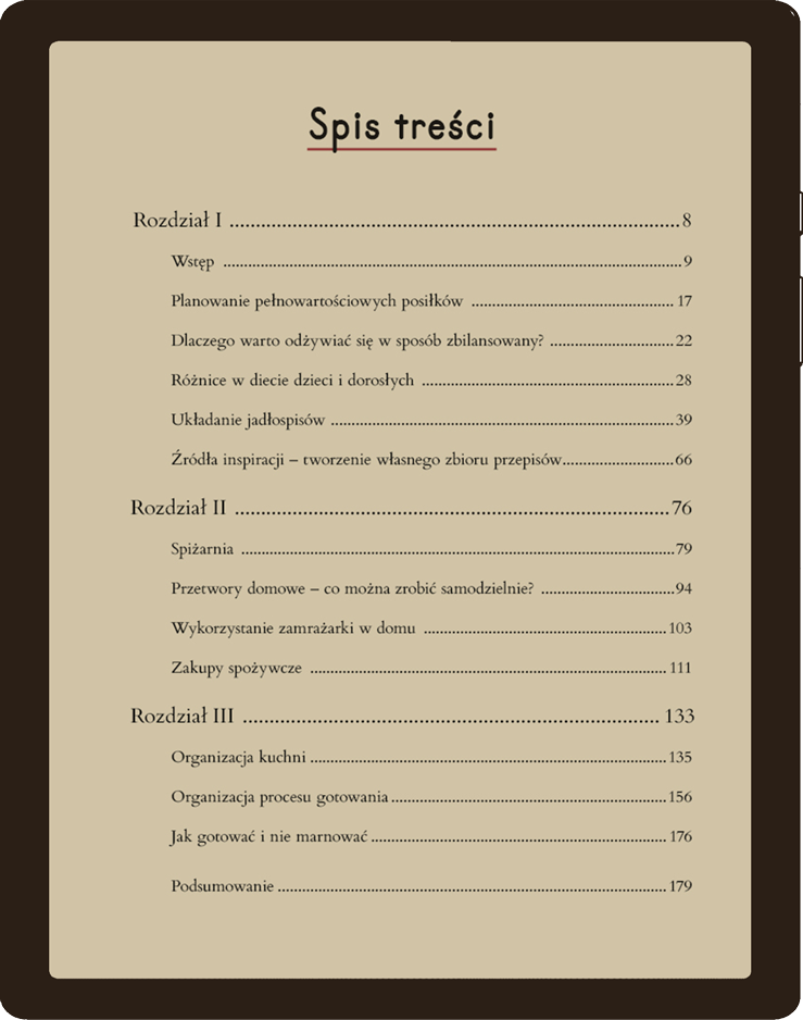 Spis treści ebooka Mamo co na obiad